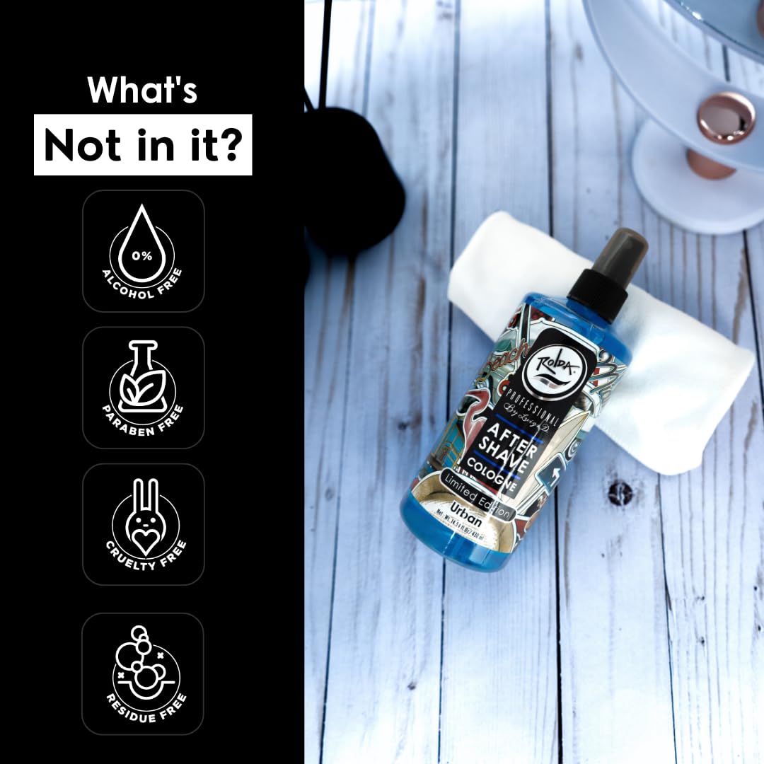 Rolda Urban After Shave Tonic splash on the skin shows immediate cooling and hydration