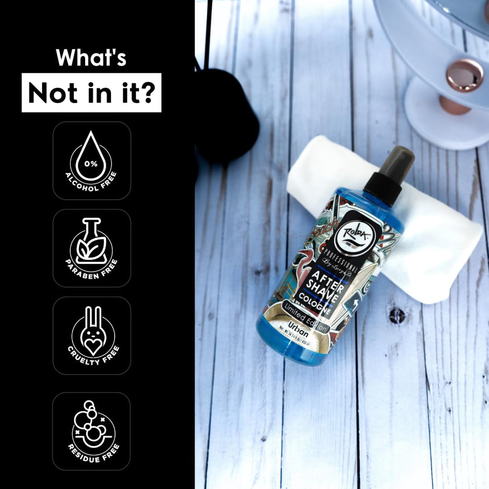 Rolda Urban After Shave Tonic splash on the skin shows immediate cooling and hydration
