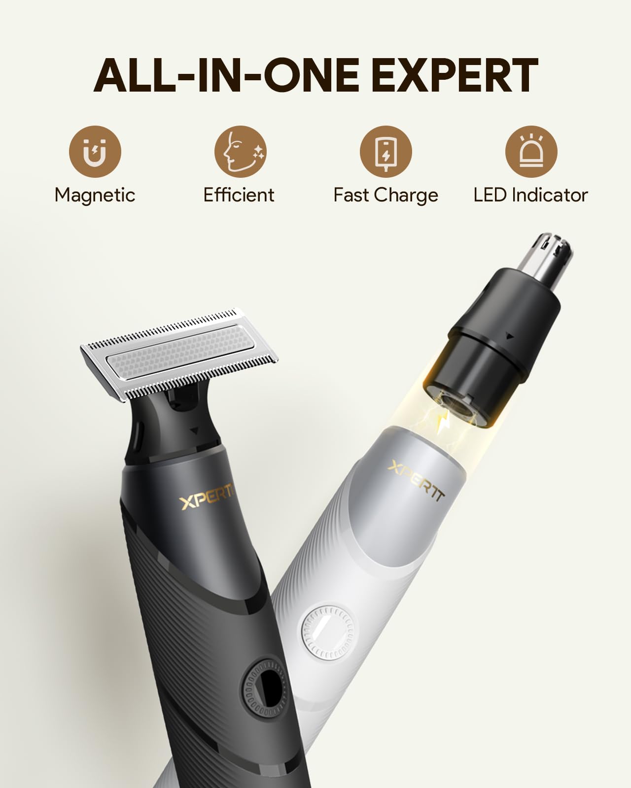Roleader Xpert T styling shaver wet-dry use in a shower-ready setup