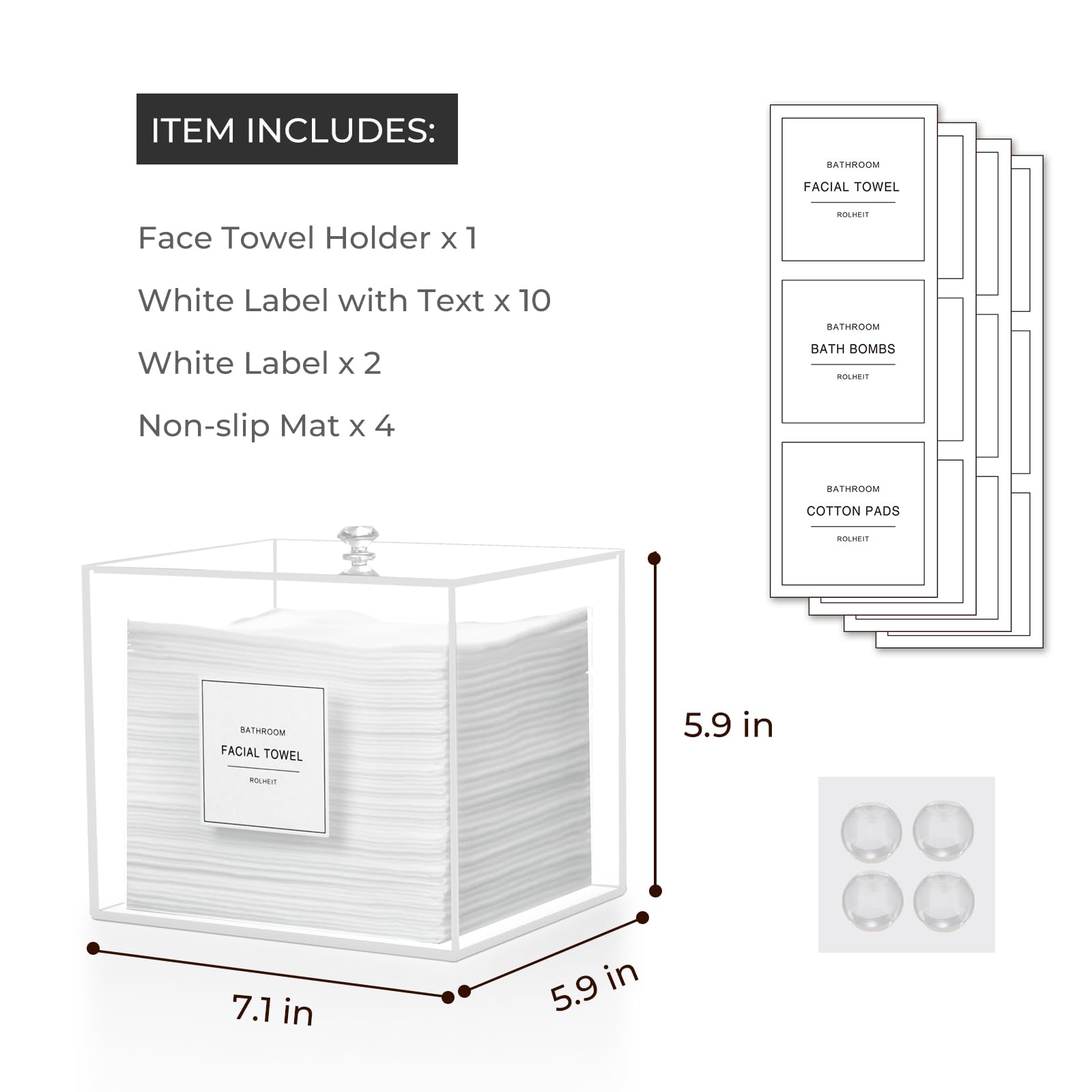 Rolheit acrylic face-towel-holder sealed-dustproof design preserves towel freshness.