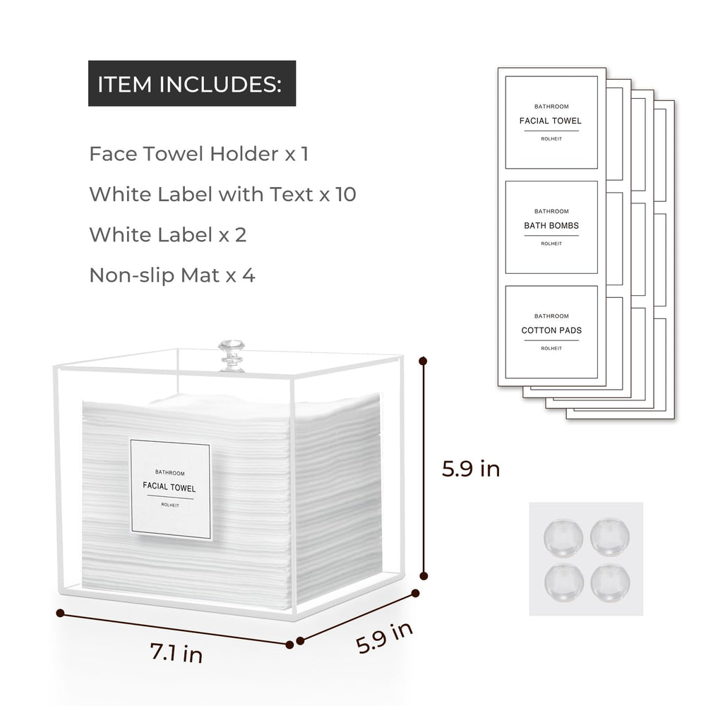 Rolheit acrylic face-towel-holder sealed-dustproof design preserves towel freshness.