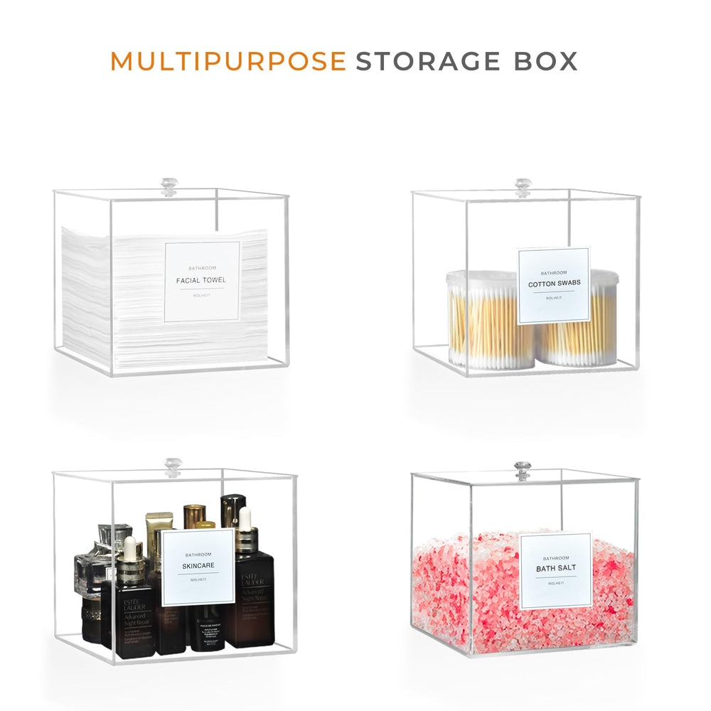 Rolheit acrylic-towel-box refill-ready for effortless organization and clean countertops.