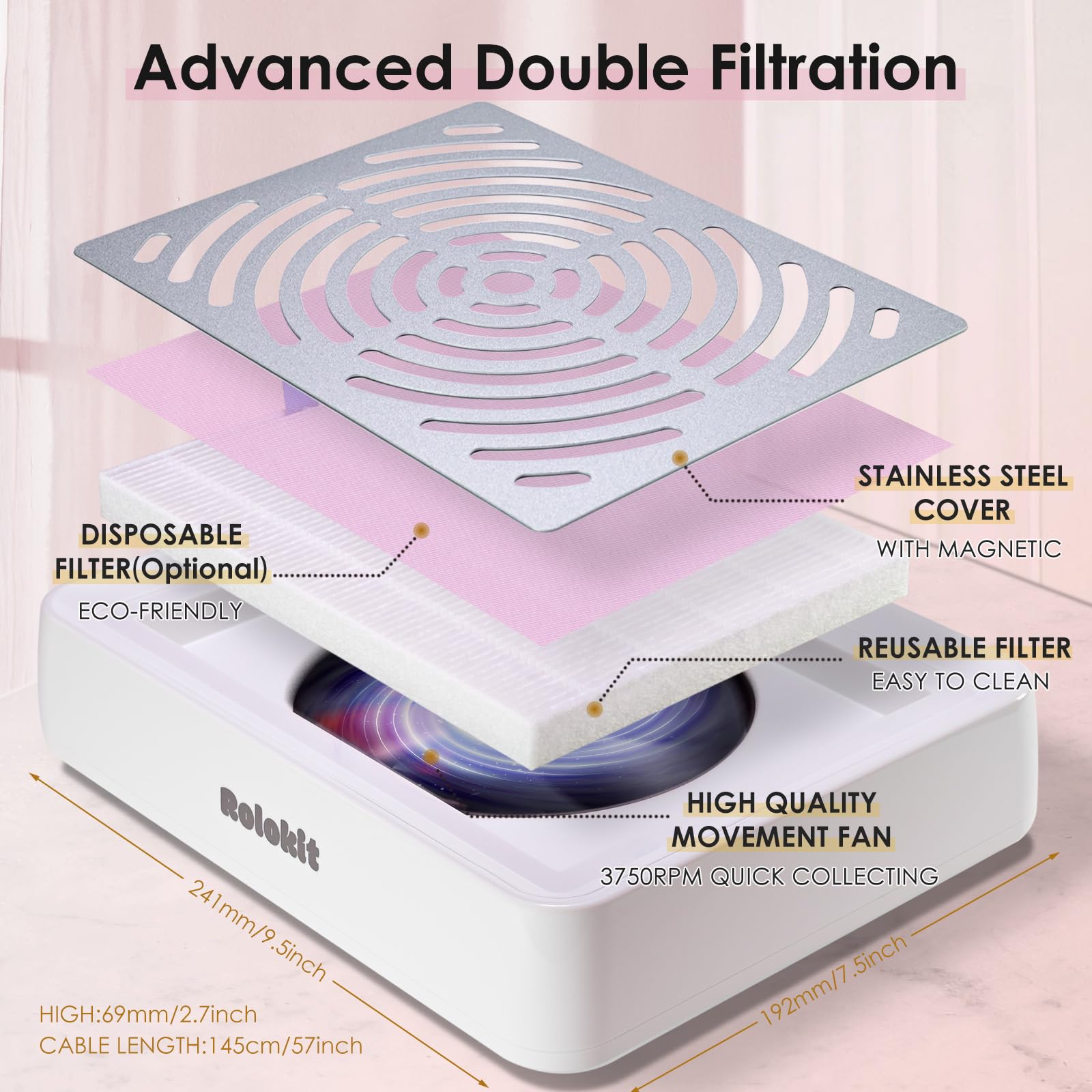 Rolokit disposable-filter-cotton provides hygienic, quick-change filtration.