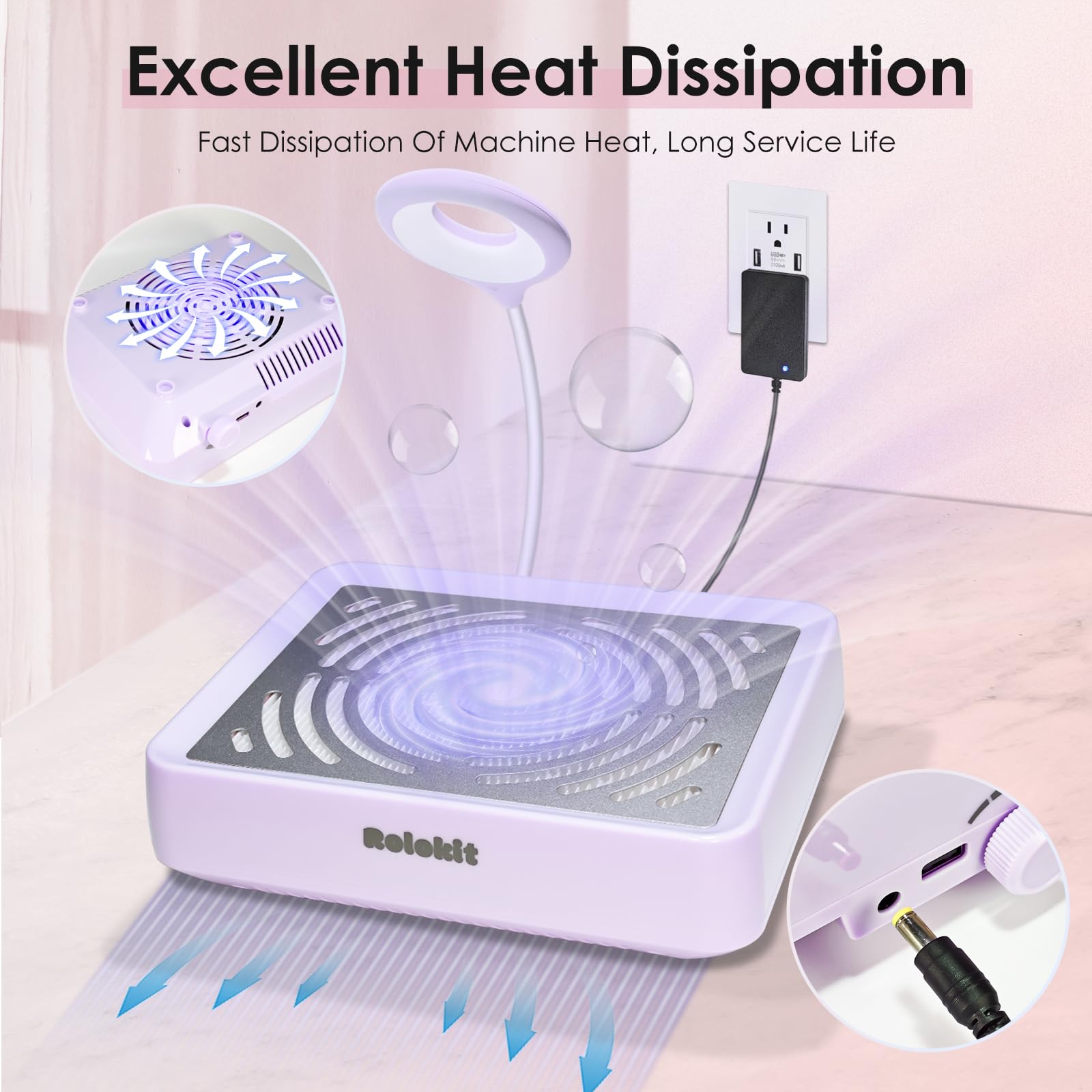 Rolokit dusting brush helps clean the unit and workstation after nail sessions.