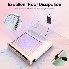 Rolokit nail dust collector reusable-filter close-up demonstrates easy cleaning after sessions