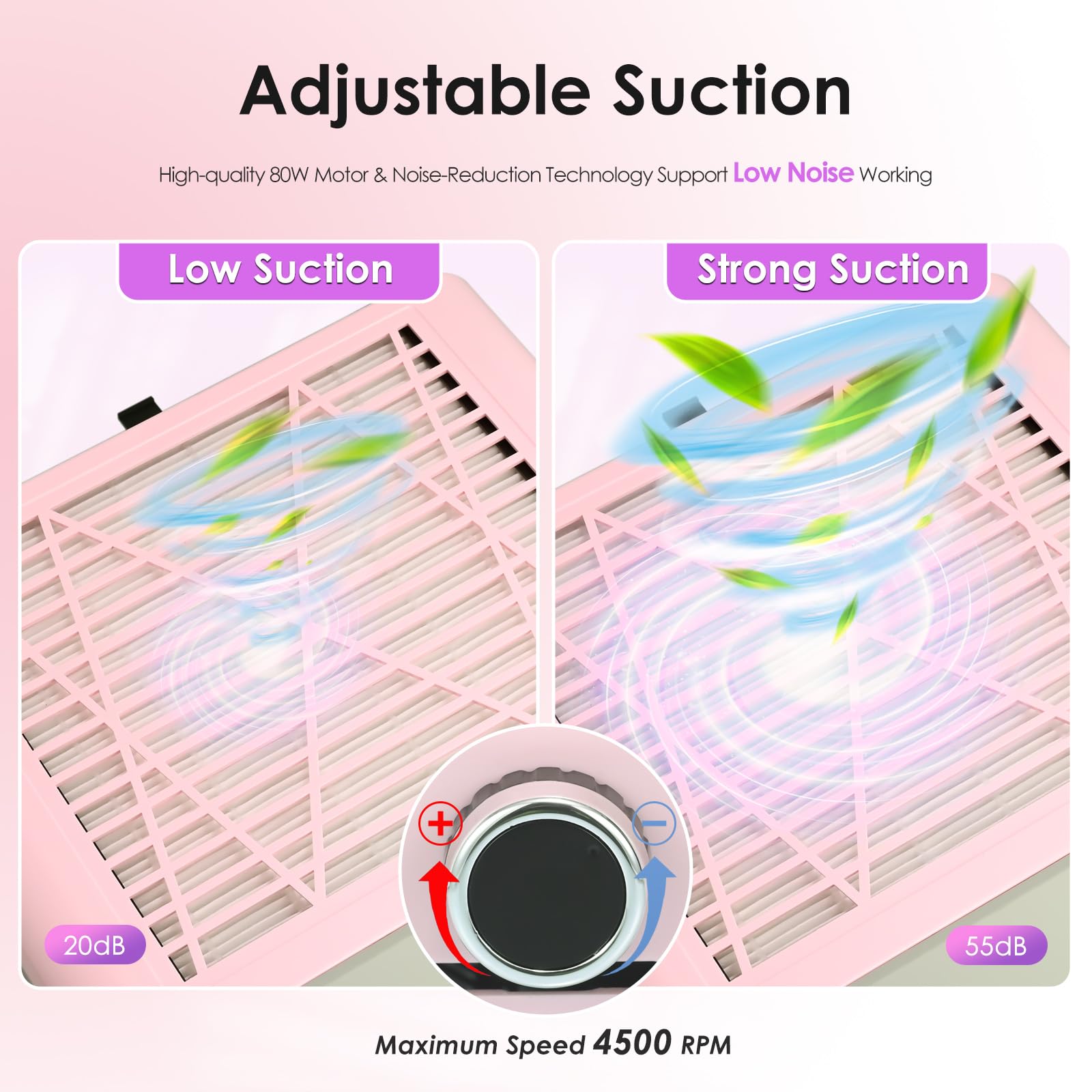 Rolokit nail dust collector top-filter close-up shows reusable filter for easy maintenance