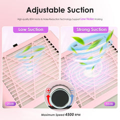 Rolokit nail dust collector top-filter close-up shows reusable filter for easy maintenance