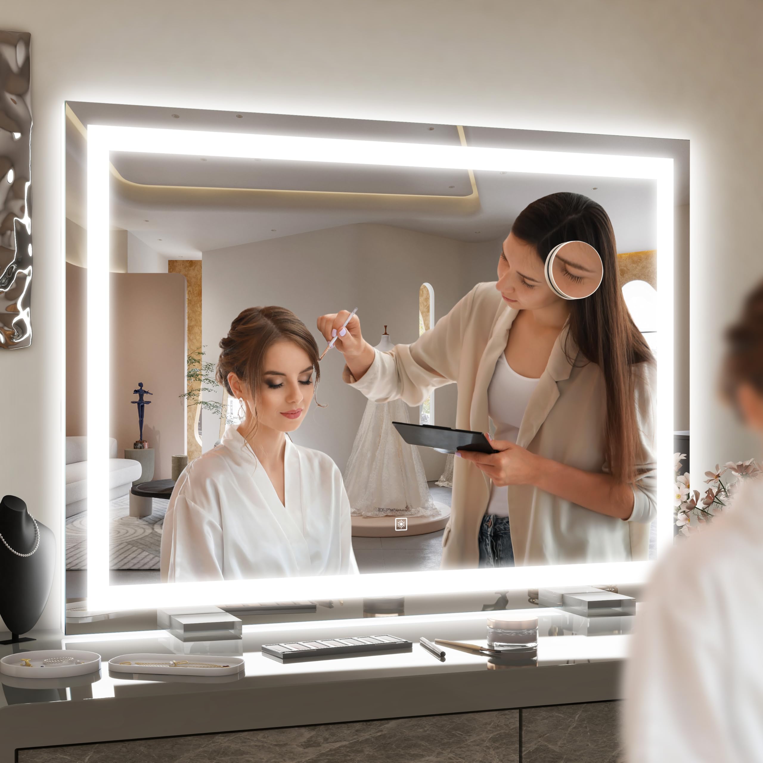 ROLOVE 38x28 mirror durable hardware supports long-lasting use.