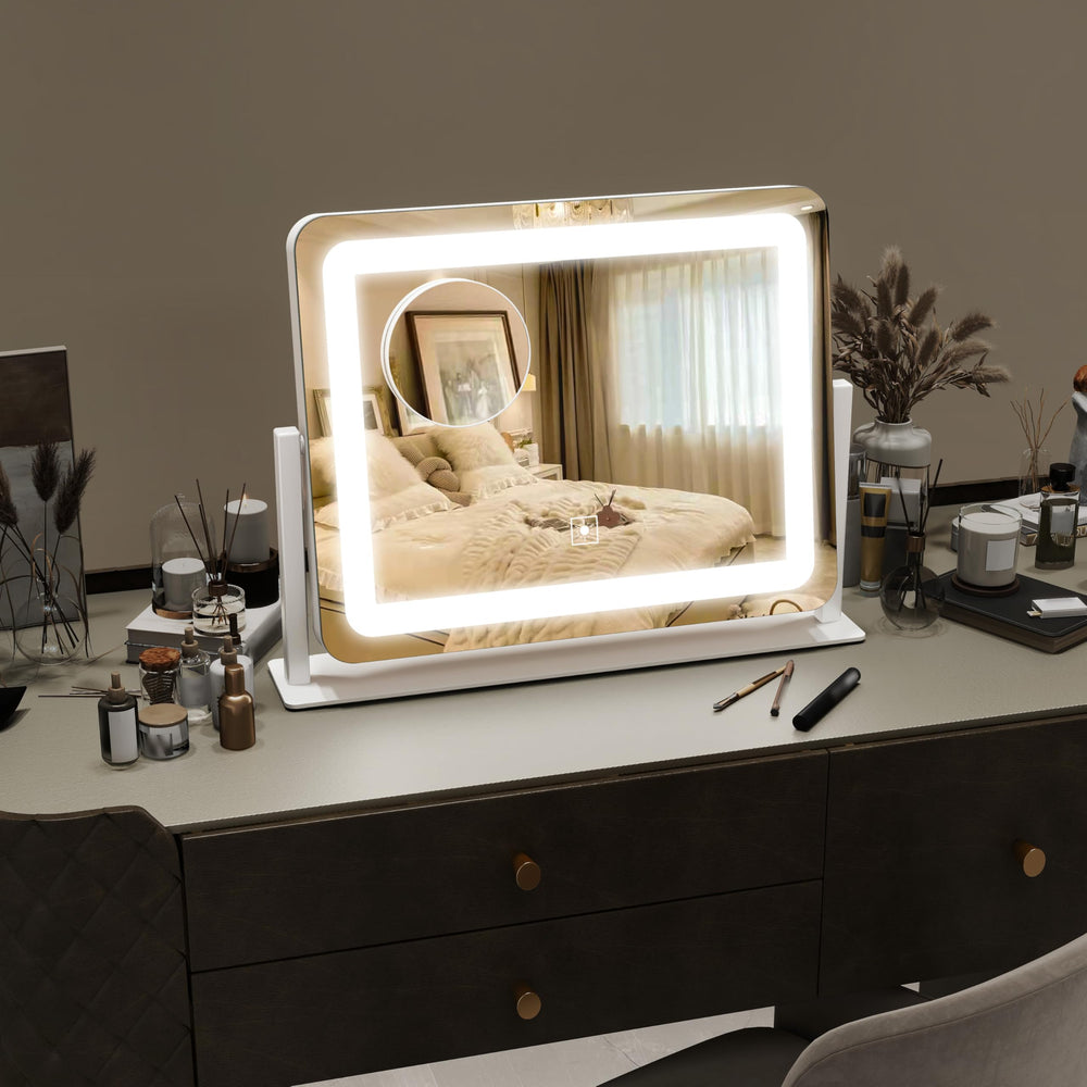 ROLOVE vanity mirror 360° rotation enables optimal viewing angles during routines.