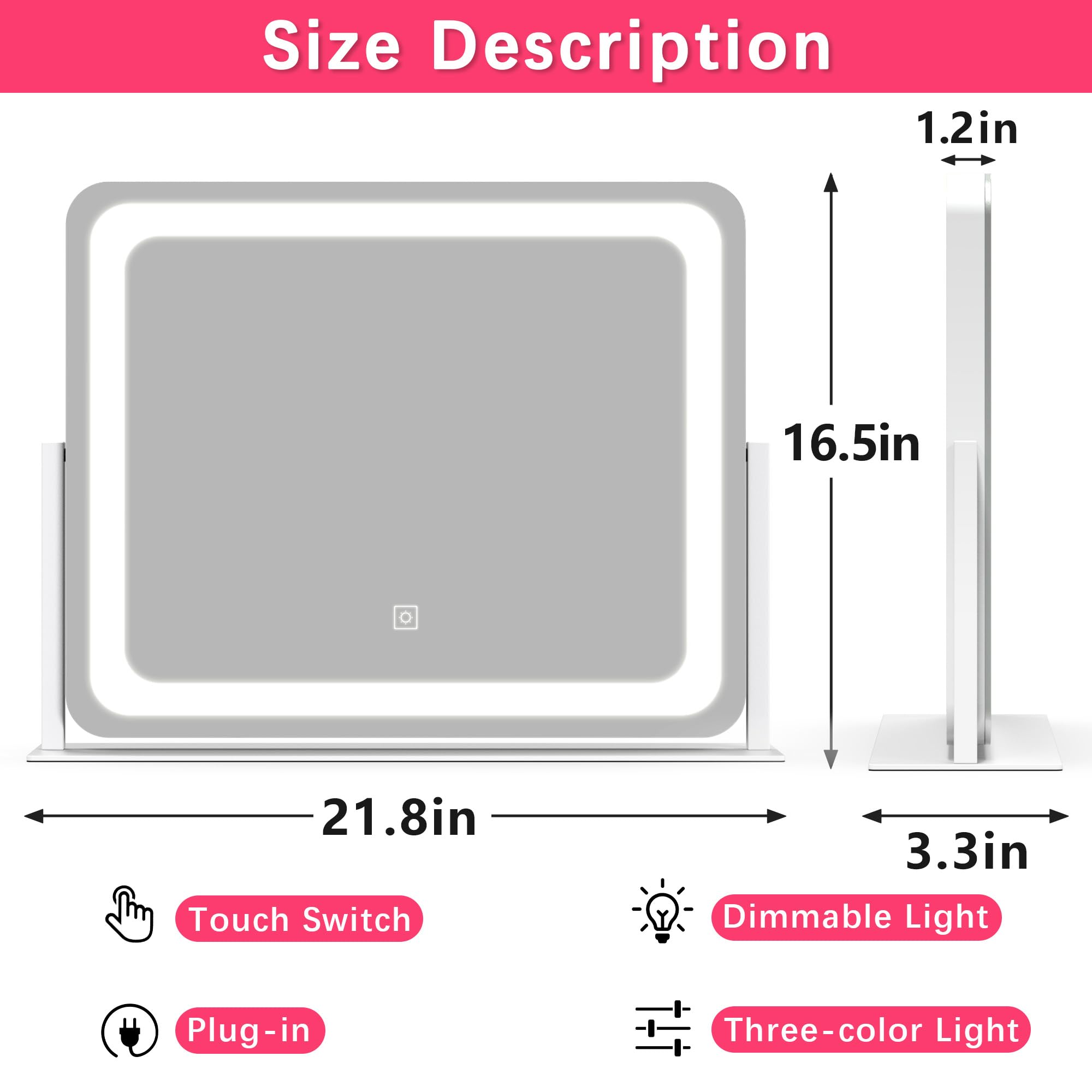 ROLOVE dimmable LED light with warm mode for evening routines