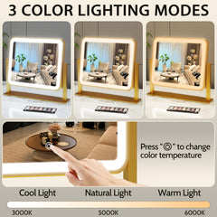 ROLOVE Gold lighted makeup mirror natural lighting mode ideal for skincare routines