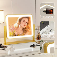 ROLOVE gold vanity mirror base and non slip feet for stable placement.