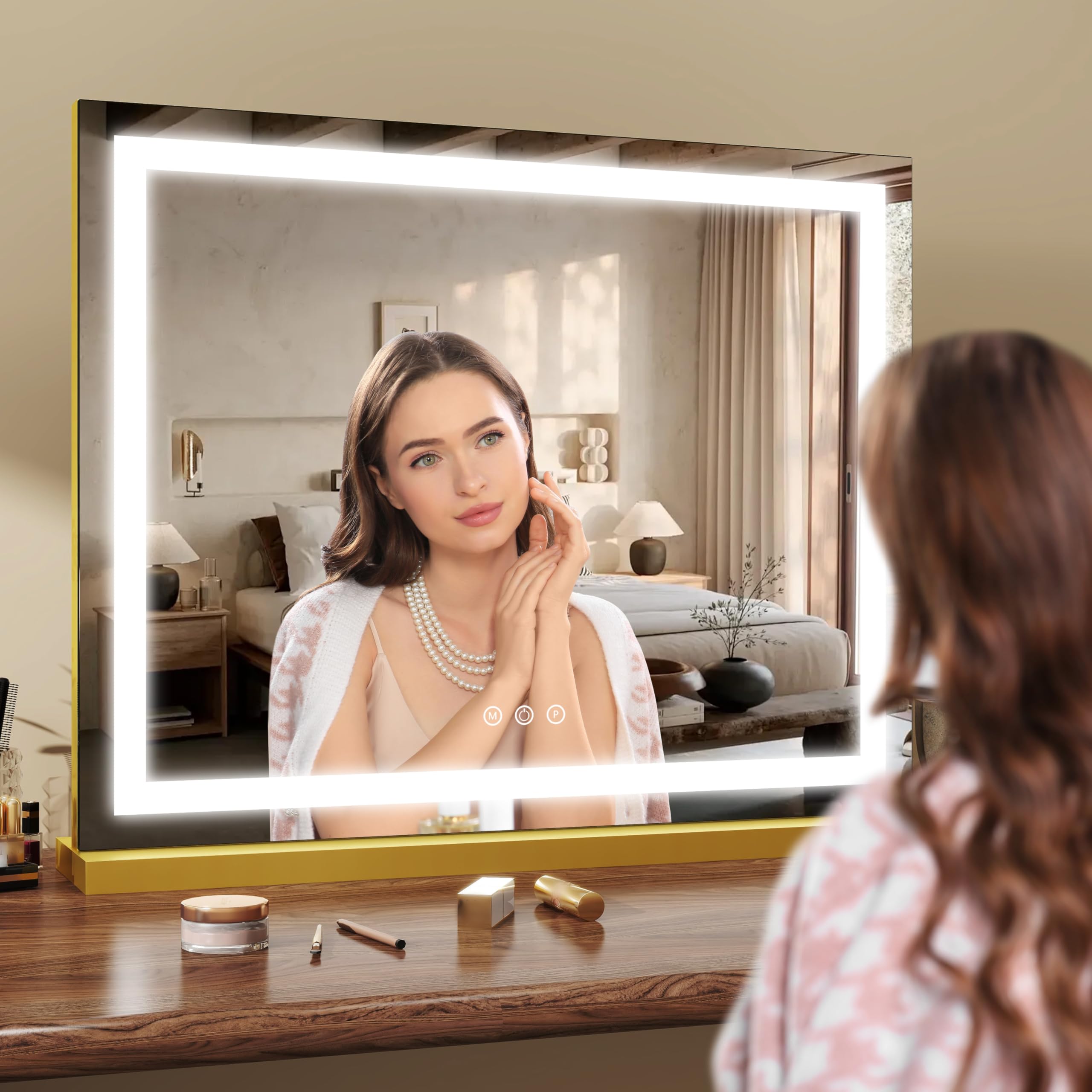 ROLOVE dressing-area setup captures a ready-to-use makeup station with premium lighting.