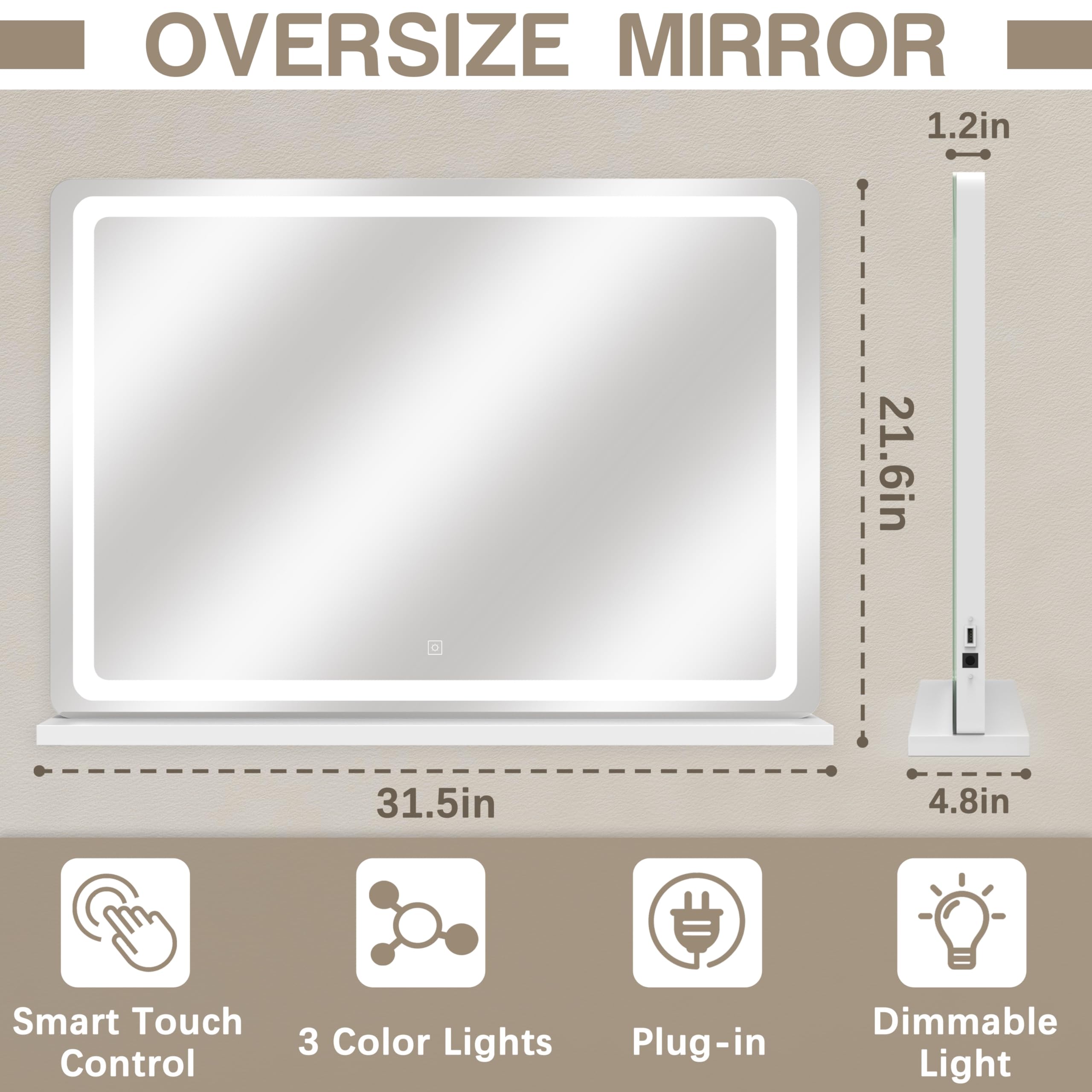 ROLOVE LED lighting with dimmable three modes adapts warm, cool, or natural light for any look