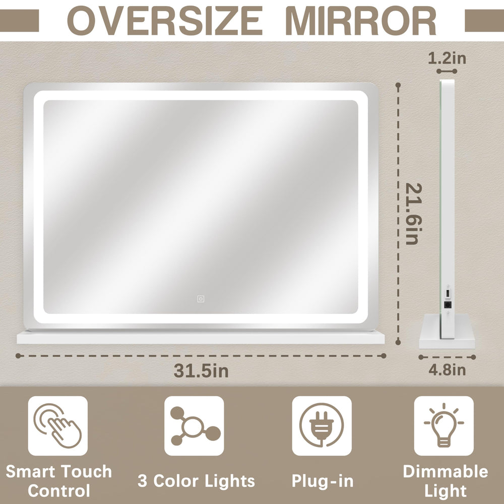 ROLOVE LED lighting with dimmable three modes adapts warm, cool, or natural light for any look