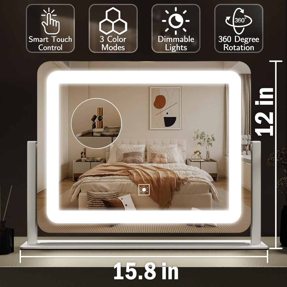 ROLOVE vanity mirror demonstrates 10X magnification for precise makeup and skincare tasks.