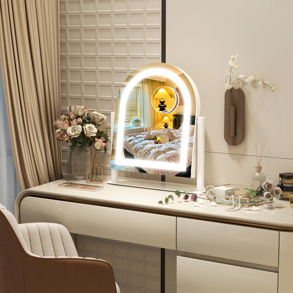 ROLOVE lighted makeup mirror with 3-color temperature for versatile lighting