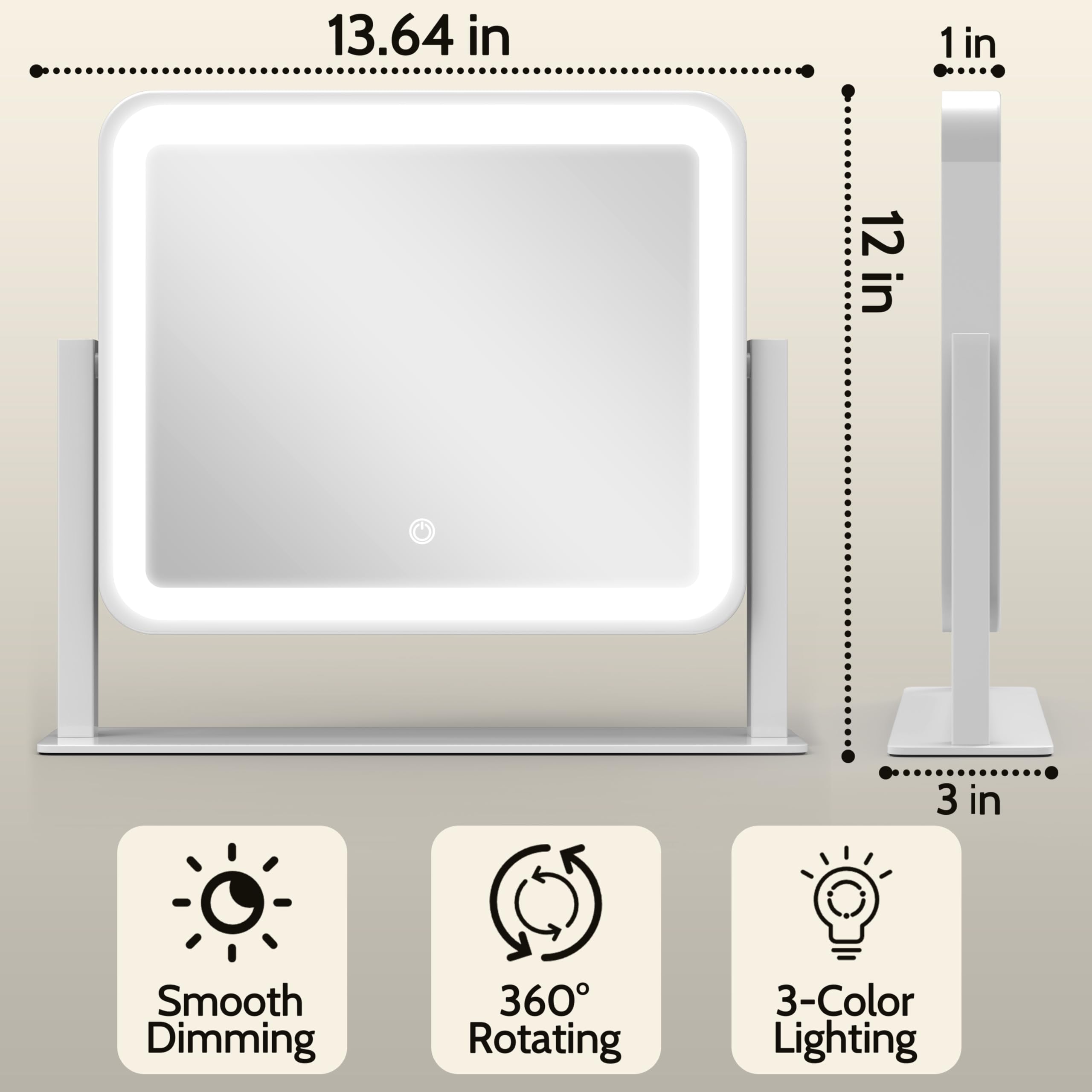 ROLOVE lighted makeup mirror delivers clear LED illumination for flawless application