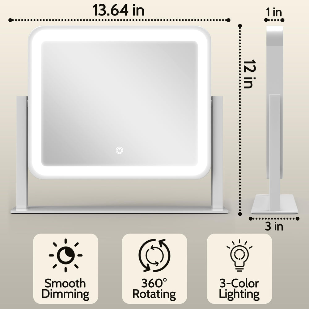 ROLOVE lighted makeup mirror delivers clear LED illumination for flawless application