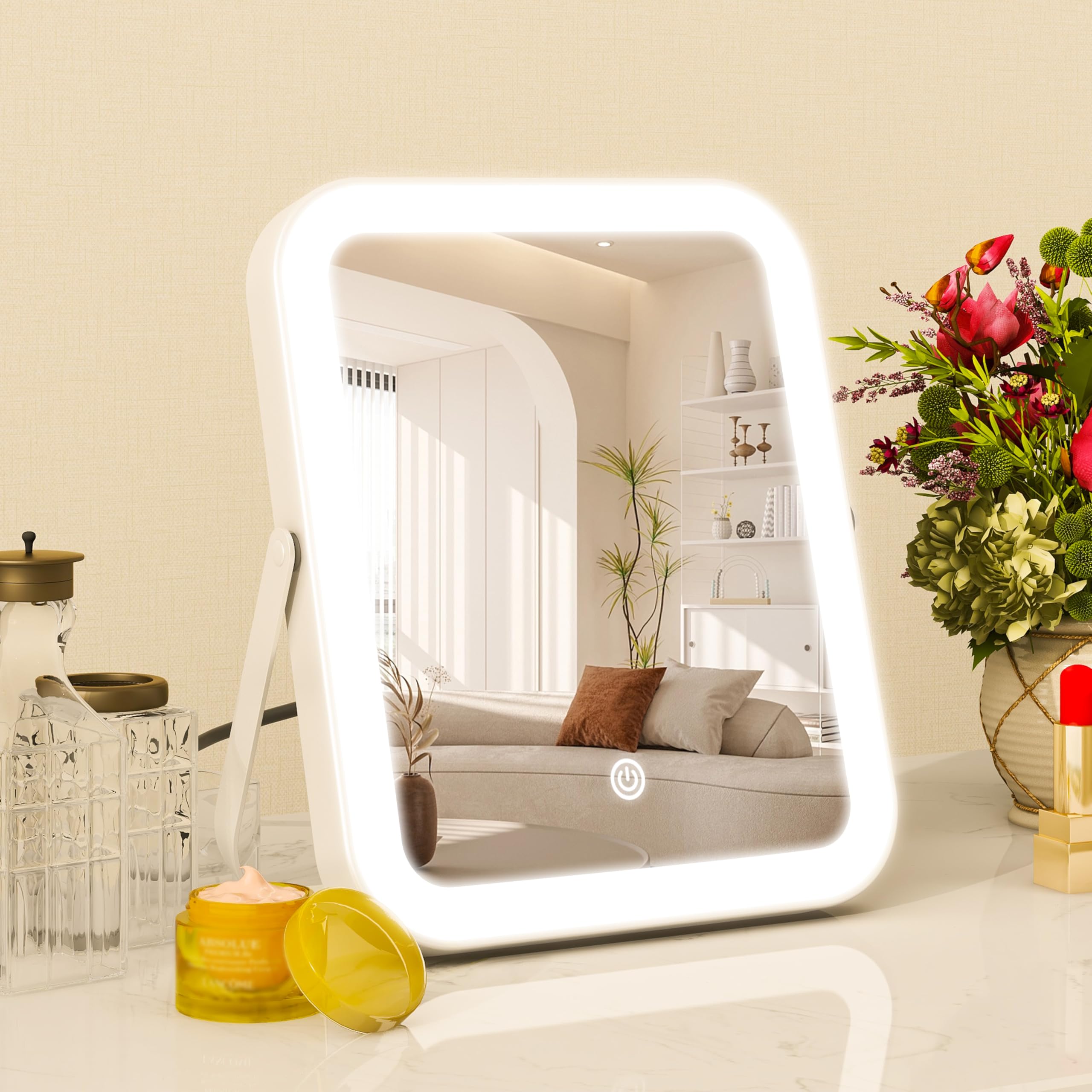 ROLOVE lighted vanity mirror 8x10 in front view for travel-ready makeup touch-ups