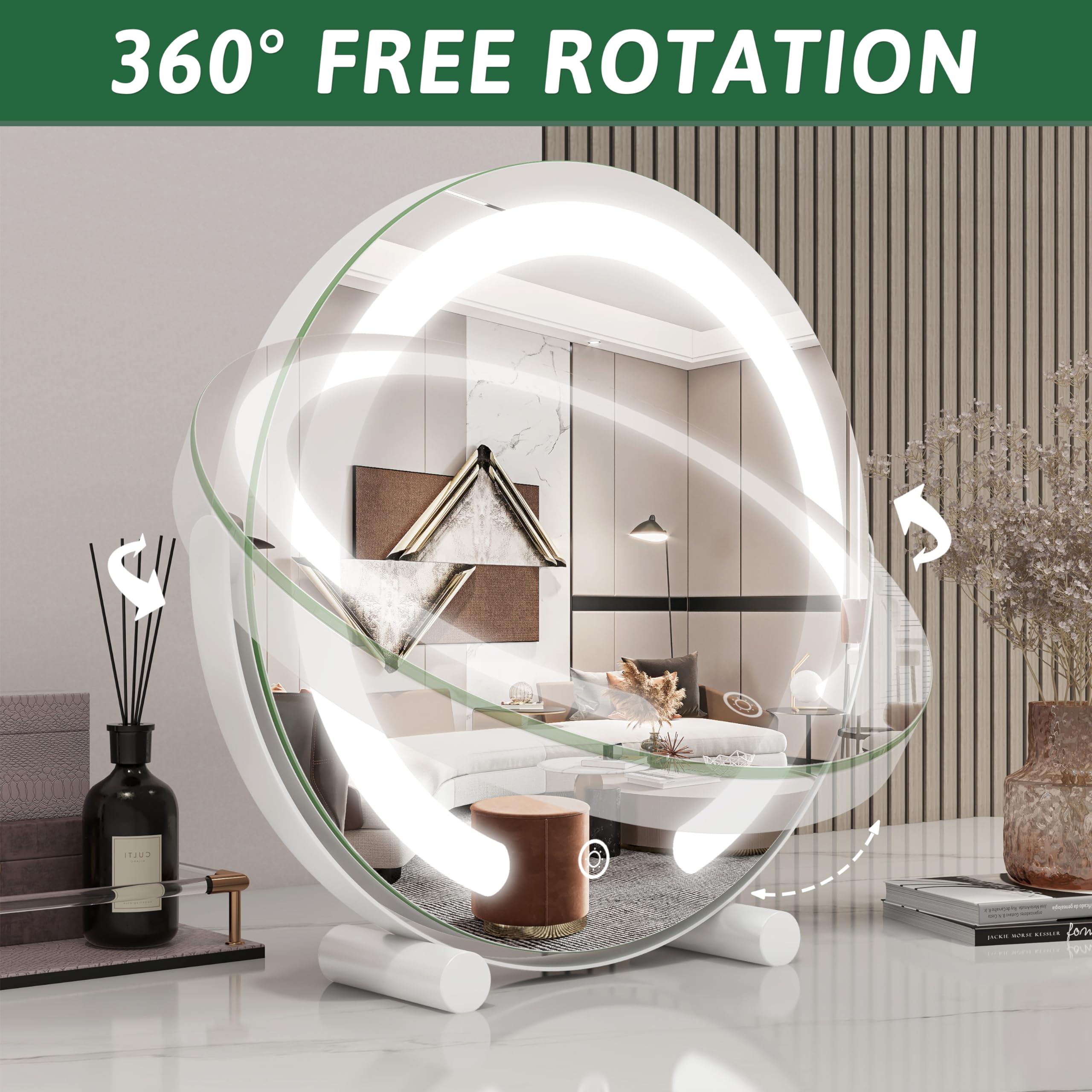 ROLOVE mirror plug-in design requires power for continuous lighting
