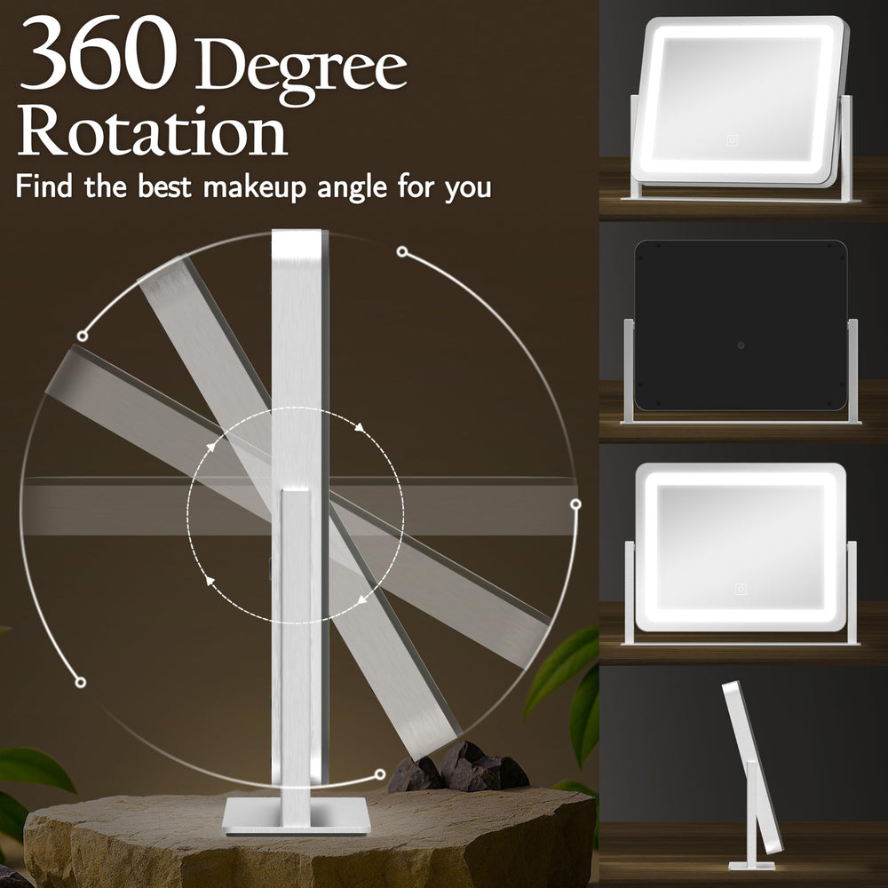 ROLOVE three-color lighting with dimming lets you adjust brightness for makeup tasks.