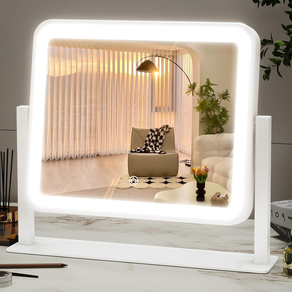 ROLOVE vanity mirror 14x12 provides full-face view for precise makeup
