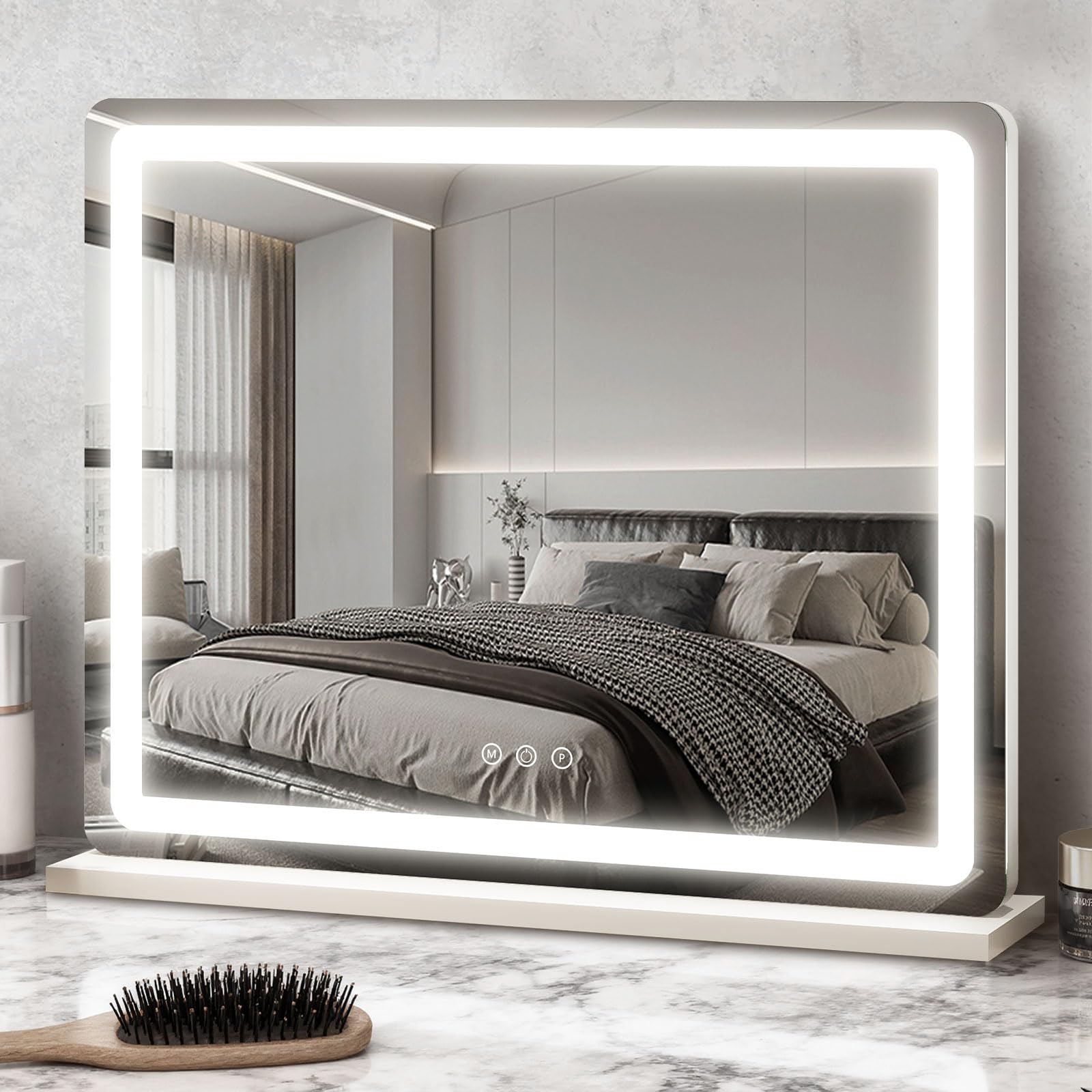 ROLOVE vanity mirror 23x18 front view shows full reflection for precise makeup application