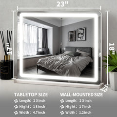 ROLOVE vanity mirror 3-color modes highlight warm natural and cool lighting for versatile makeup