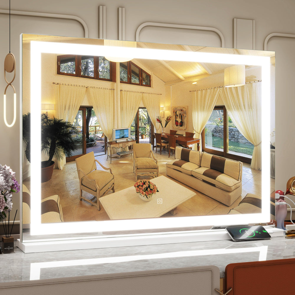 ROLOVE vanity mirror 32x22-large provides expansive view for precise makeup.