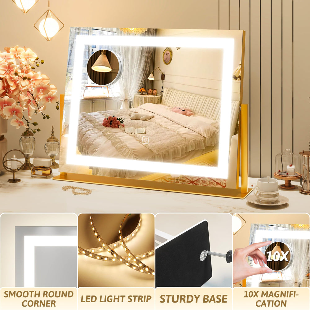 ROLOVE vanity mirror 360-degree rotation supports flexible viewing from any angle