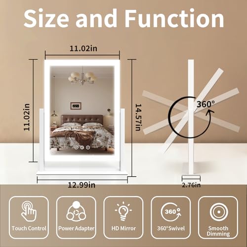 ROLOVE vanity mirror 360-degree rotation for flexible skincare angles