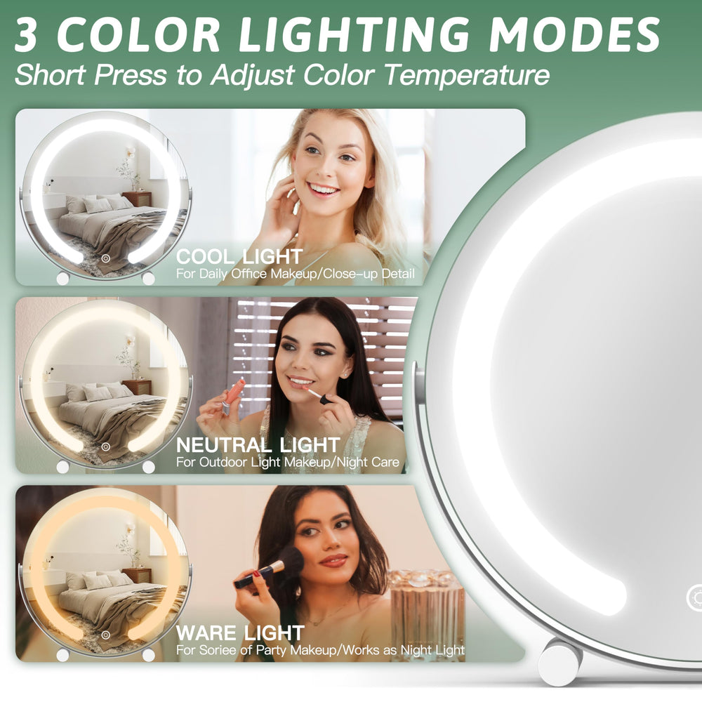 ROLOVE vanity mirror 360-degree rotation enables flexible angles