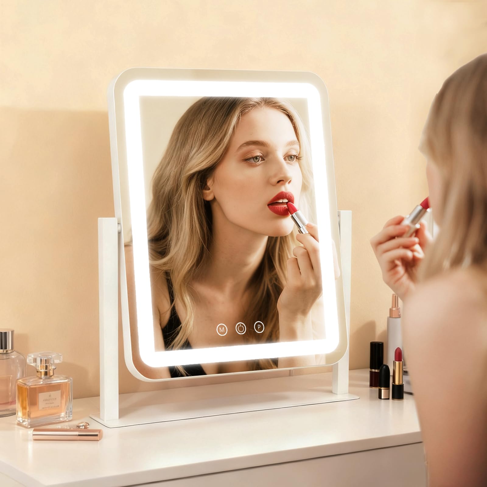 ROLOVE vanity mirror in 360-degree rotation for flexible viewing angles