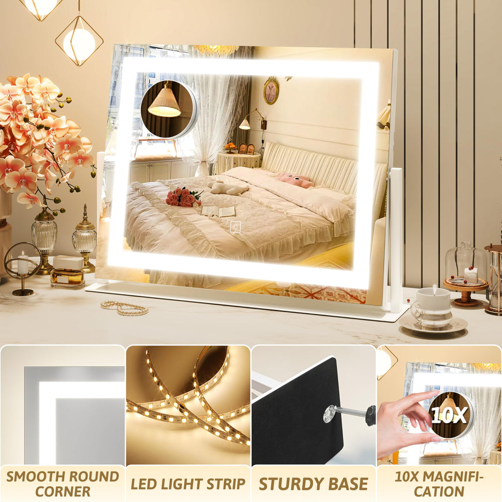 ROLOVE vanity mirror 360-degree rotation for versatile viewing angles