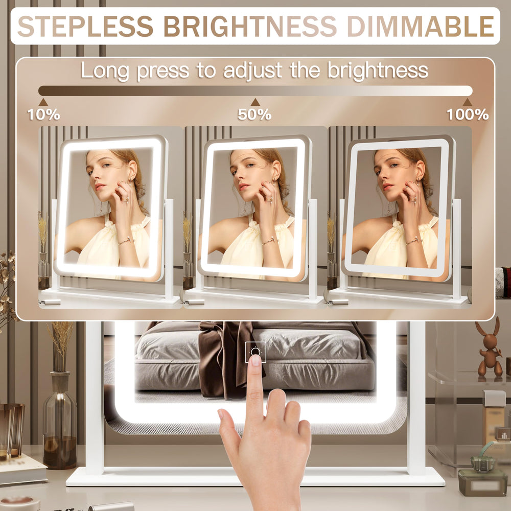 ROLOVE vanity mirror 360-degree rotation enables flexible angles.
