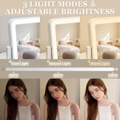 ROLOVE vanity mirror aluminum frame highlighting durability and elegance.