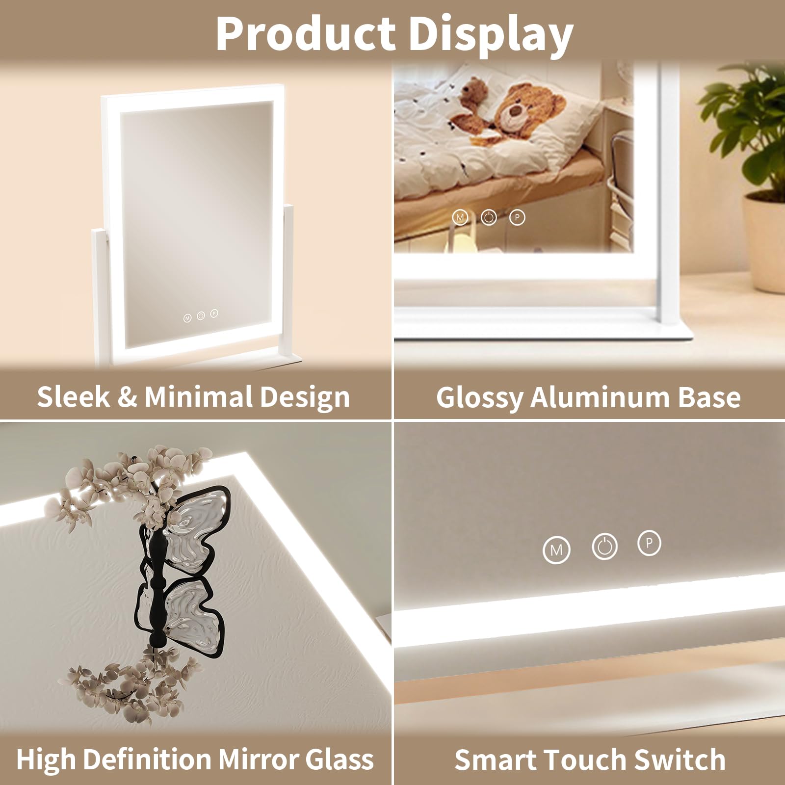 ROLOVE vanity mirror anti-slip base ensures stable placement