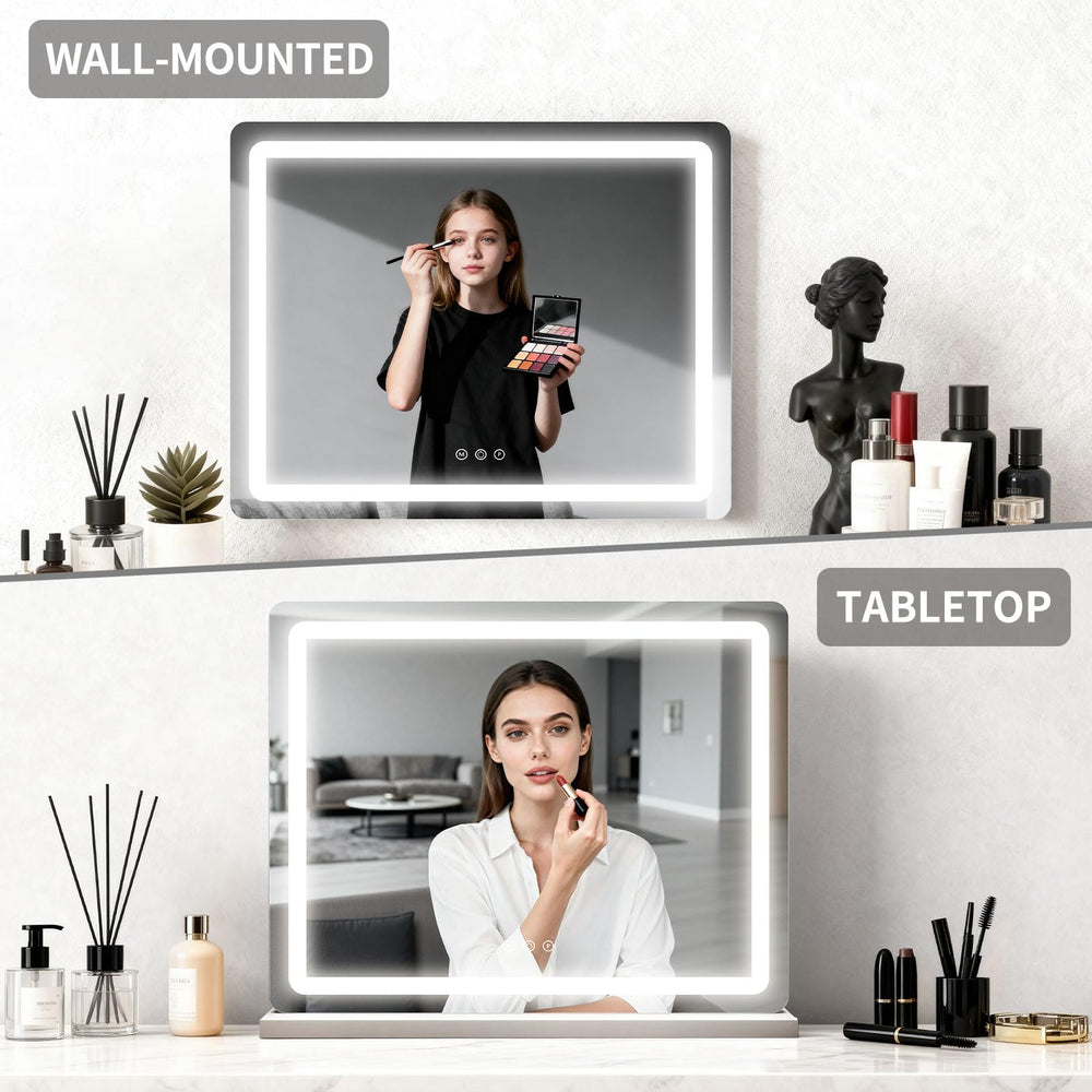 ROLOVE vanity mirror detachable base enables quick setup on any vanity or wall