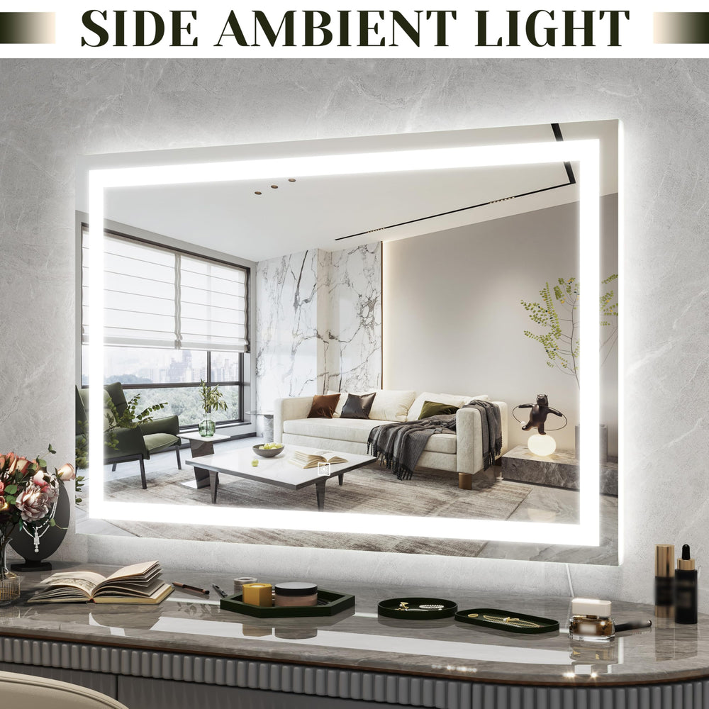 ROLOVE mirror with dimmable LED from 10% to 100% for precise lighting