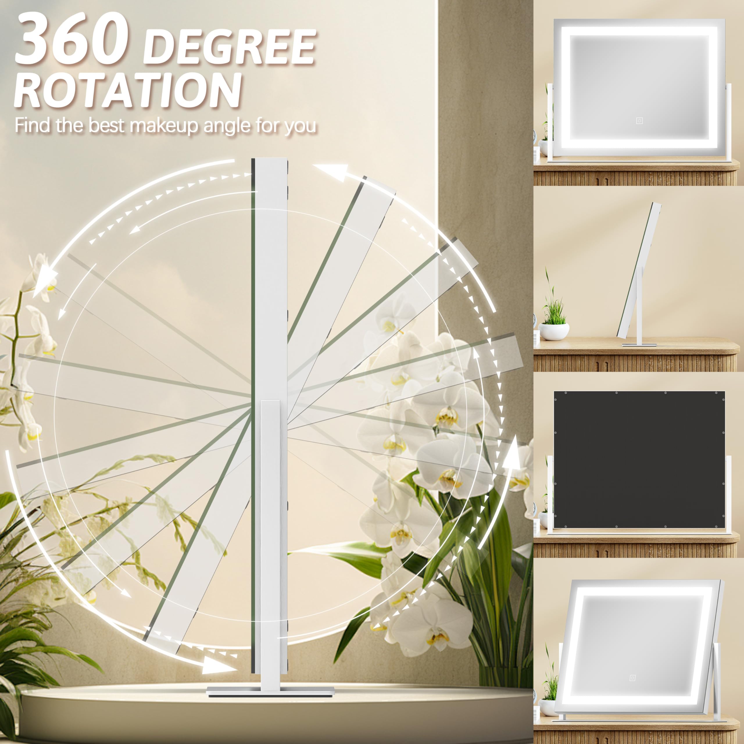 ROLOVE vanity mirror compact size fits desks without crowding counters