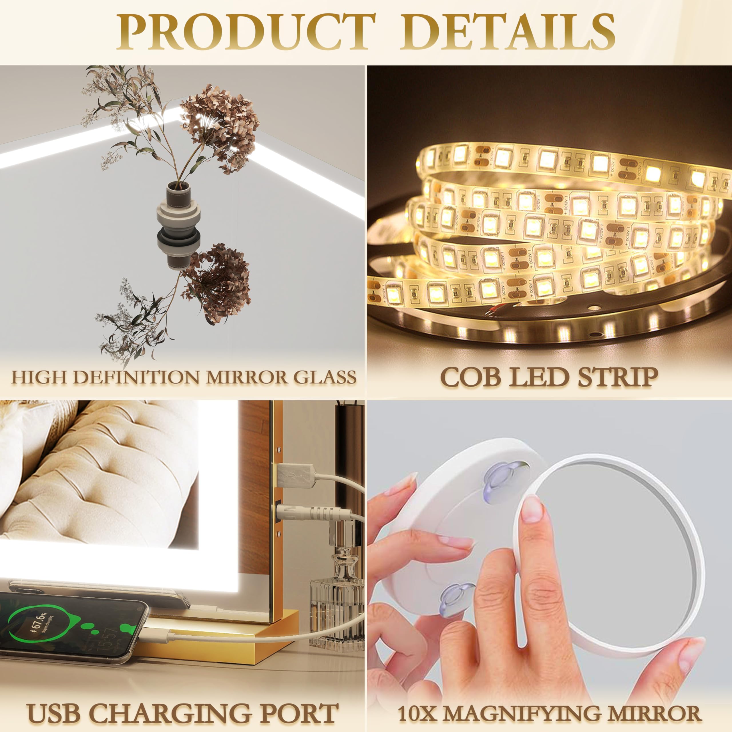 ROLOVE gift-ready vanity mirror ideal for beauty lovers