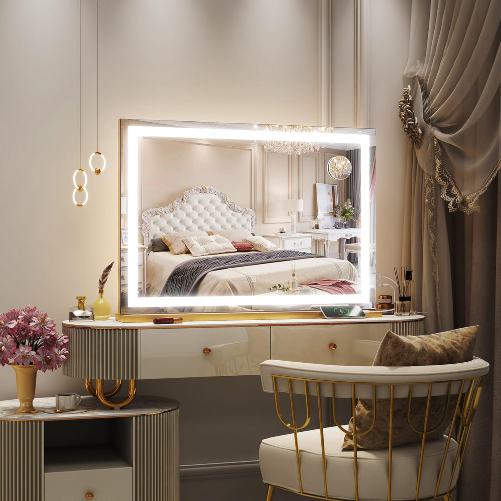 ROLOVE gold square frame adds premium style to vanity