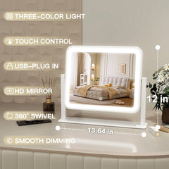 ROLOVE vanity mirror LED with 3 color options and dimmable controls for customized lighting.