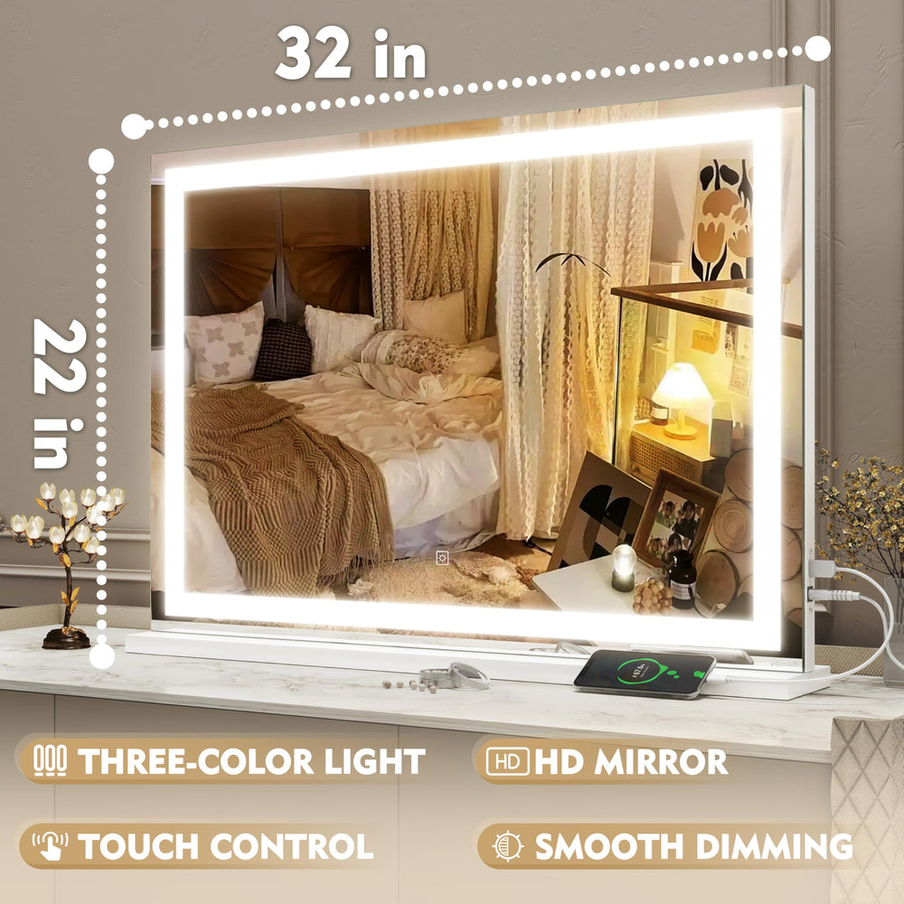 ROLOVE vanity mirror-led-dimmable offers flexible lighting for flawless foundation.