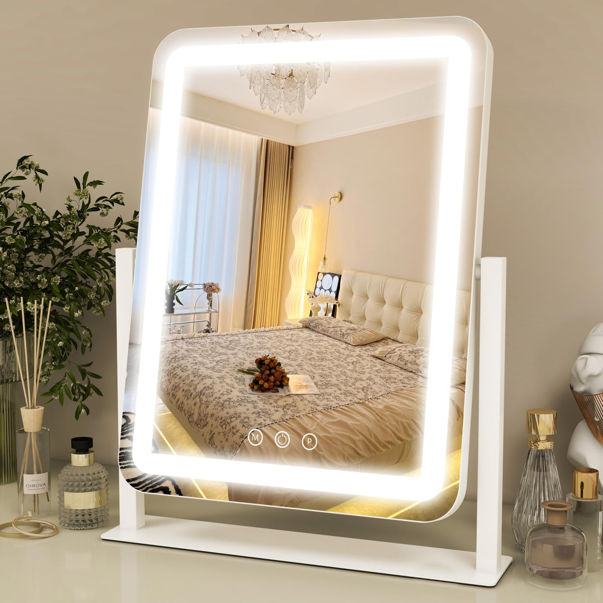 ROLOVE vanity mirror with lights 11x15 view for precise makeup with shadow-free illumination