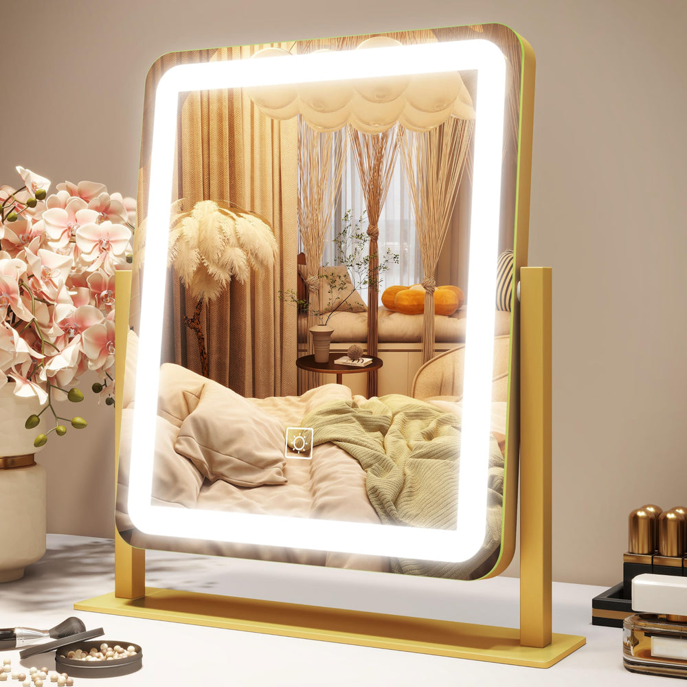 ROLOVE vanity mirror lights 12.6x15 inches for full-face makeup viewing and desk setup