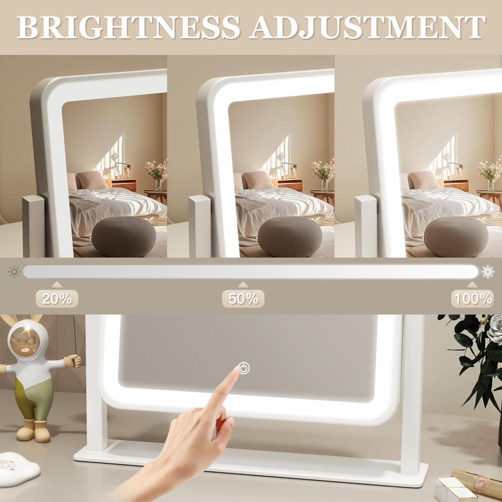 ROLOVE vanity mirror base with soft non-slip pads for stable desk use.