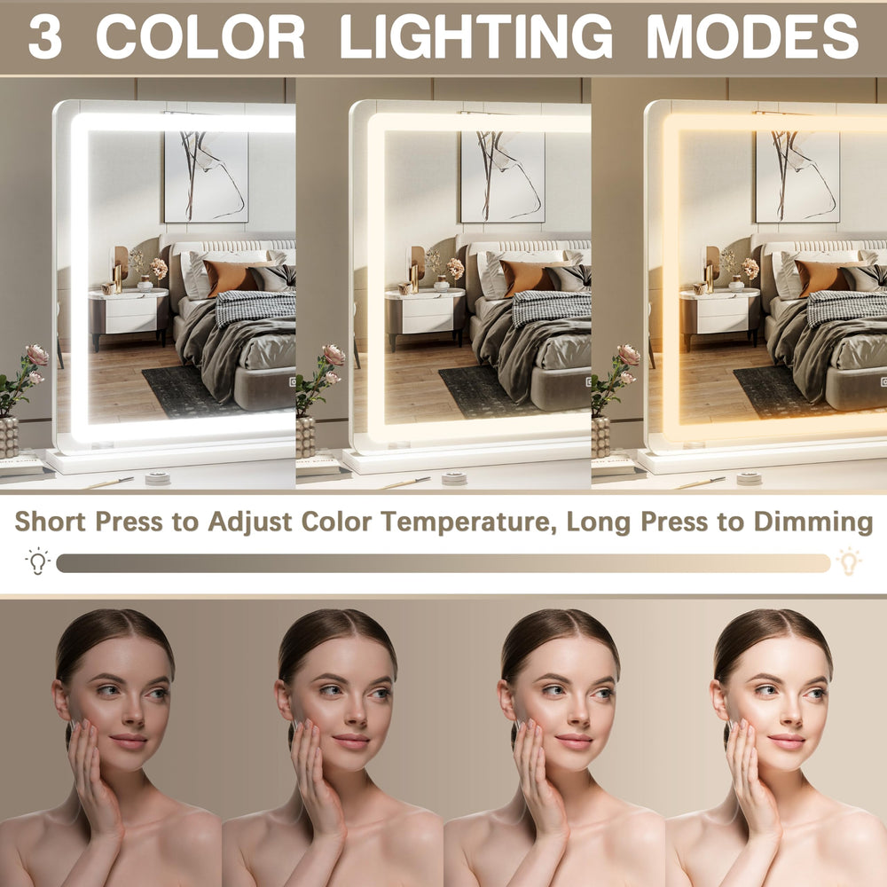 ROLOVE vanity mirror tabletop or wall mounting supports flexible placement in any room