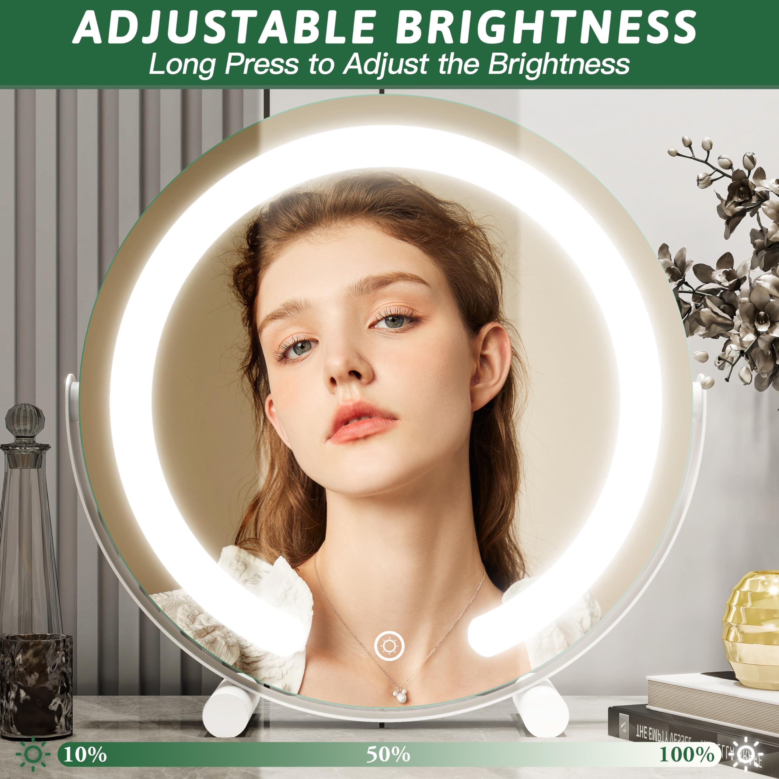 ROLOVE vanity mirror with ultra-stable non-slip base